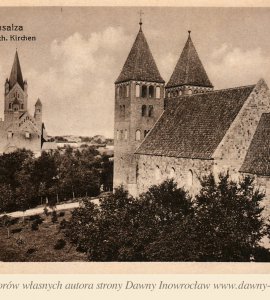 "Ruina" oraz kościół ZNMP - Widok na kościół NMP oraz kościół Zwiastowania NMP w Inowrocławiu.
Hohensalza. Kath. Kirchen.