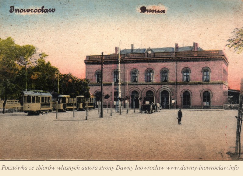 Dworzec PKP - 1916 rok - Inowrocławski Dworzec PKP na kolorowej pocztówce (widok z roku ok. 1916).
Graph. Verl.-Anst. G.m.b.H., Breslau