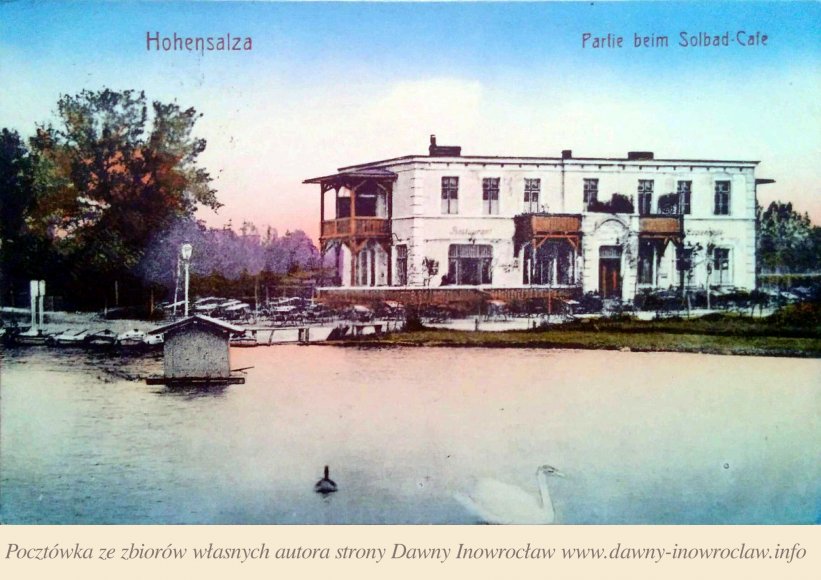 Restauracja nad stawem - 14 lipca 1915 roku - Inowrocław. Restauracja nad stawem w Solankach.
Pocztówka wysłana 14 lipca 1915 roku
Hohensalza. Partie beim Solbad-Cafe
