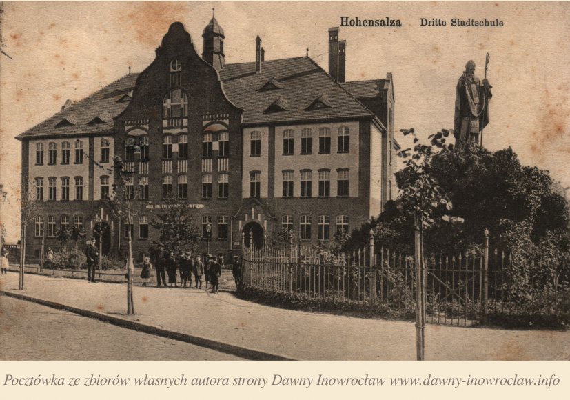 Szkoła św. Wojciecha - 1911 rok - Inowrocław. Szkoła św. Wojciecha.Hohensalza. Dritte StadtschuleMosella Verlag G.M.B.H. TrierPocztówka wysłana 3 sierpnia 1911 roku.