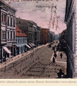 Ulica Królowej Jadwigi - 23 stycznia 1906 roku - Inowrocław. Ulica Fryderykowska (Królowej Jadwigi)
Pocztówka wysłana 23 stycznia 1906 roku.