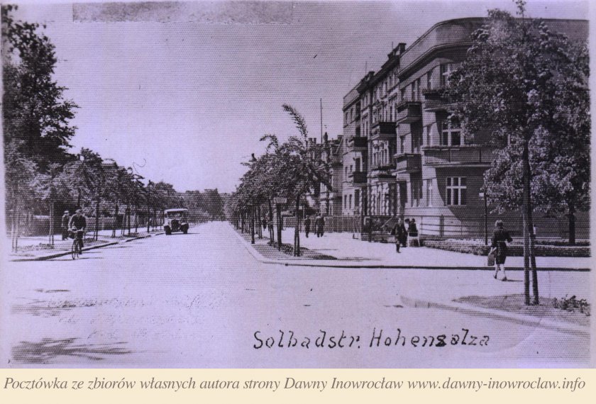 Skrzyżowanie Solankowej i Roosevelta - 1941 rok - Inowrocław, ulica Solankowa
Hohensalza. Solbadstrasse.
Pocztówka wysłana 20 stycznia 1941 roku.